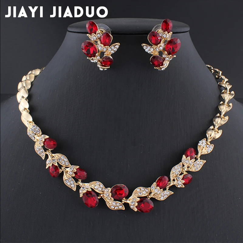 Jiayijiaduo, свадебное платье, ювелирные наборы для женщин, красное, черное ожерелье, серьги, наборы, цепочка, вечерние, подарок, Прямая поставка