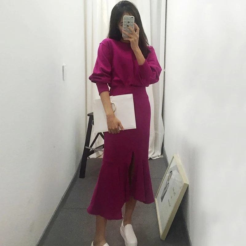 جديد وصول الأزياء مزاجه مريحة لينة أعلى هوديس خمر طويلة تنورة البرية الطازجة الاتجاه نطاط الدافئة في الهواء الطلق النساء مجموعات