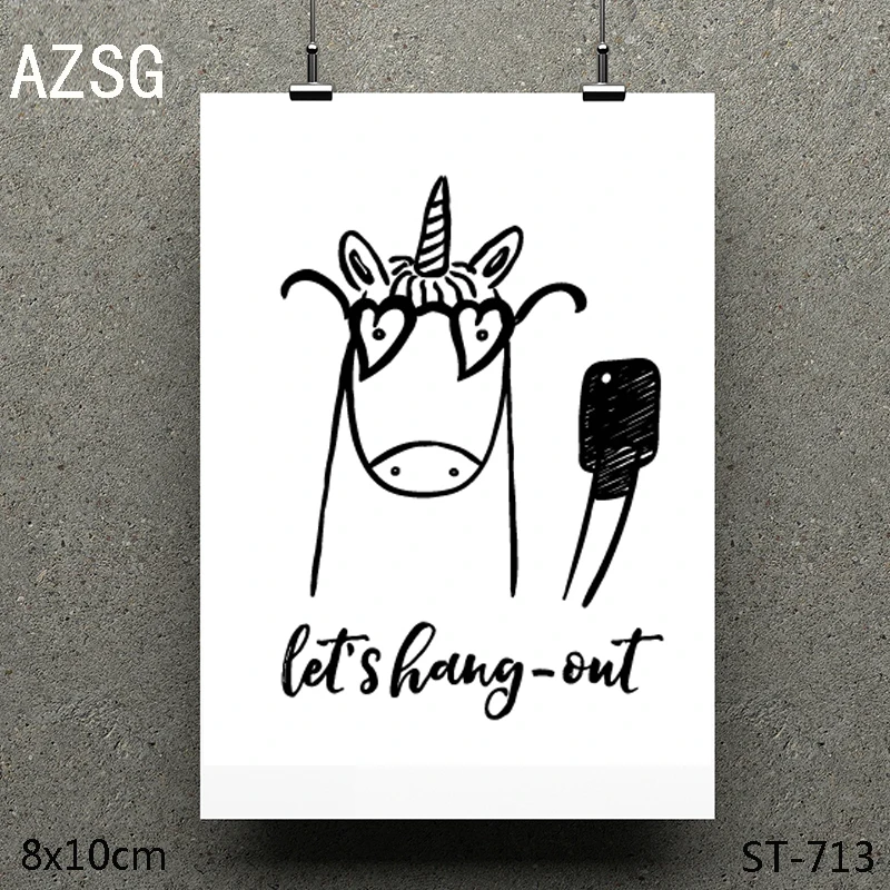 

AZSG Unicorn greetings Transparent Stamps DIY Scrapbooking Album Card Making DIY Decoration Making Embossing Stencil