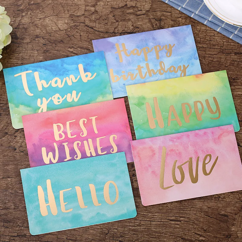 

5pcs Watercolor Folding Greeting Card Valentines Day Gift Postcard Birthday Wedding Invitation Card DIY Thank You Message Card