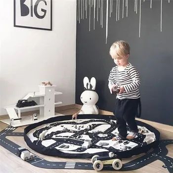 

Fashion Canvas Forest Track Runway Play Game Mats Baby Kids Crawling Blankets Floor Carpet Children Room Decoration Storage Bags