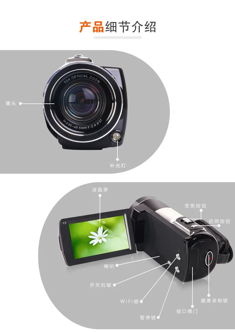 Ordro домашняя Цифровая видеокамера HD 1080P 16MP с поддержкой wifi