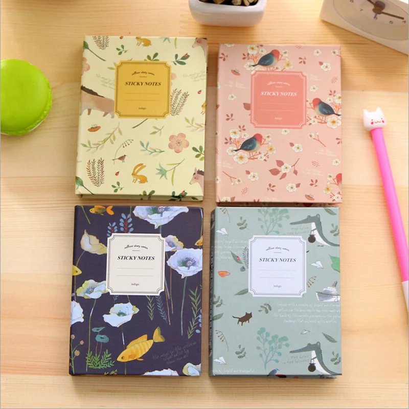 

D53 1X Kawaii Oil Painting Style Hard Cover Memo Pads Bookmarks Planner Sticker Student Gift Stationery Sticky Notes Notepads