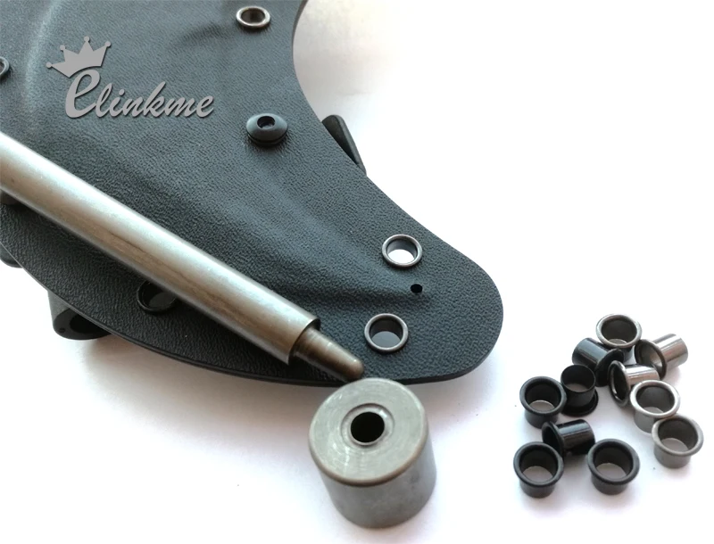 1pcs tool+ 500pcs #8-8-7.2 (1/4&quot length under flange x 1/4&quot outside diameter) GunBlack brass Eyelets krivets for .06&quot~0.8&quot Kydex |