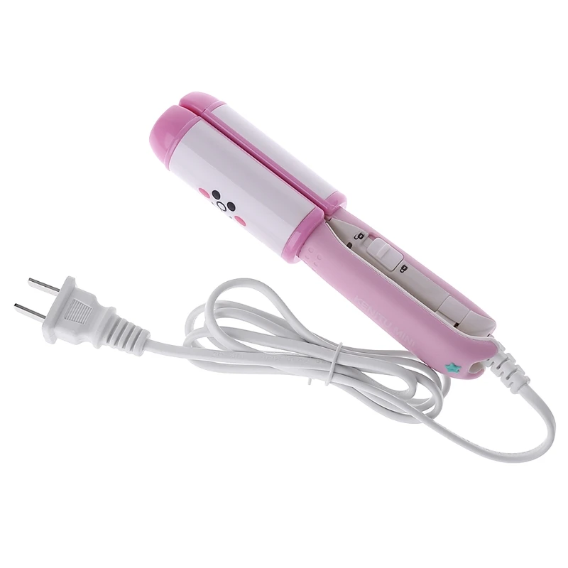 Портативный электрический выпрямитель для волос 220 В, мини щипцы для завивки волос, дорожный инструмент, яркие цвета, инструменты для укладки волос с коробкой, Новинка - Цвет: Розовый