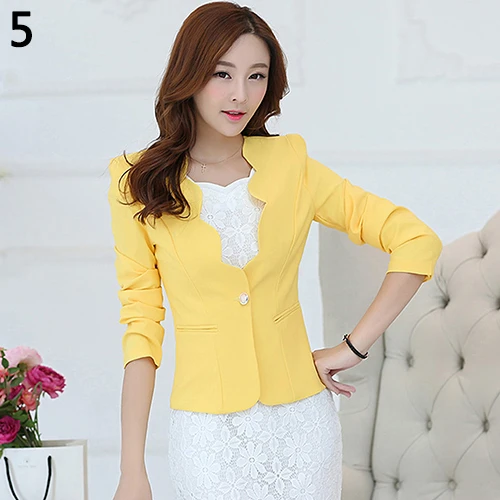 Новое женское модное деловое пальто, повседневный приталенный костюм, блейзер, мини-топ - Цвет: Цвет: желтый