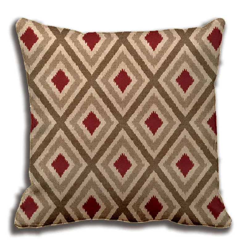 Ikat Tribal Diamond Pattern Khaki Red Tan Pillow Decorative Cushion Unique Red And Brown Decorative Pillows Ikat Tribal Diamond Pattern Khaki Red Tan Pillow Decorative Cushion Unique Red And Brown Decorative Pillows