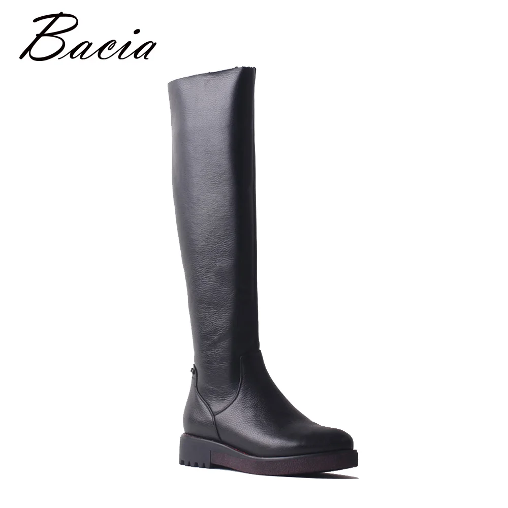 

Bacia High Quality Shoes Women Genuine Leather Wool Overknee Boots Warm Winter Fashion Ladies Walk Boots Shaft length 49cm SB085