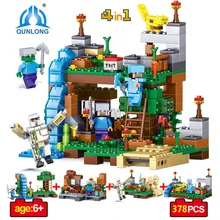

Qunlong Toy Minecrafted Figures Building Blocks 4 in 1 DIY Garden Bricks Toy Gift For Kid Compatible With Legoe Minecraft City