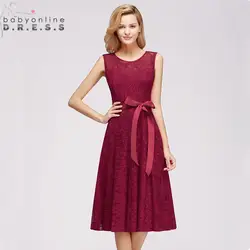 Элегантный бордовый плюс Размеры кружевные коктейльные платья 2019 Сексуальная Иллюзия короткие Платья для вечеринок с съемные пояса халат