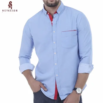 

HEYKESON Brand 2018 Dress Shirts Mens Polka Dot Shirt Slim Fit Male Shirts Long sleeve Men Shirt Heren Hemden Large Size 4XL