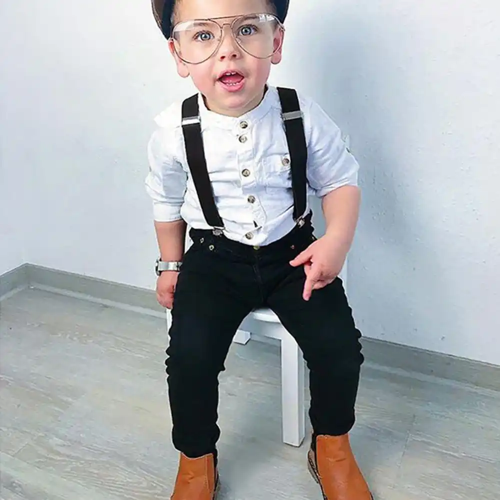 Amazon.com: SANGTREE Baby Boys Clothes, Long Sleeves Dress Shirt Dress  Shirt and Suspender Pants Set Tuxedo Gentlemen Outfit with Bow Tie for  Newborn Toddlers Kid, Gray, Tag 60 = 3-9 Months: Clothing,