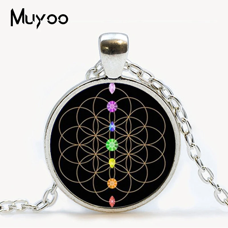 Новый Модный кулон цветок жизни ожерелье круглый стеклянный s Lampwork из муранского