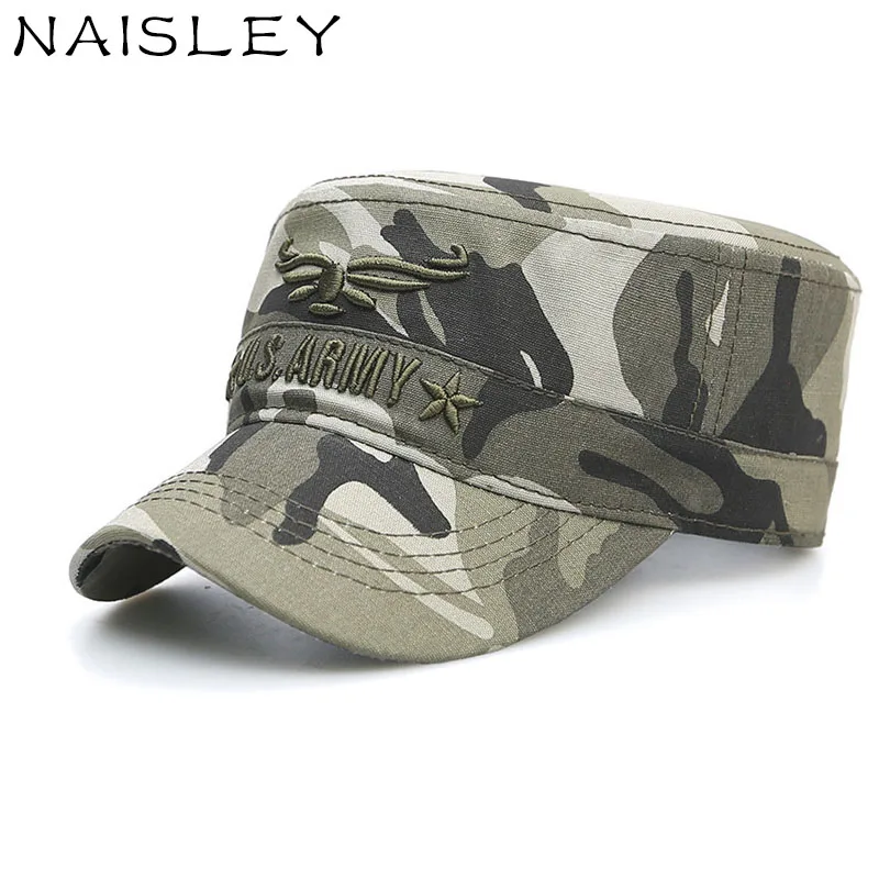 NAISLEY German Military Hats Classic Solid Color Adjustable Hat Sun Breathable Bone Brim Flat Top Cap For Men Women Dad |