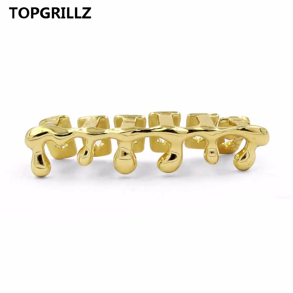 

TOPGRILLZ Custom Fit Gold Color Plated Hip Hop Teeth Grills Drip Grillz Caps Lower Bottom Tooth Grill