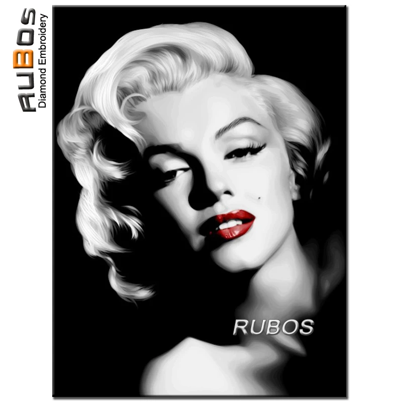 RUBOS DIY 5D diamond painting charming Marilyn Monroe diamond embroidery full square picture of rhinestone mosaic wall sticker (1)