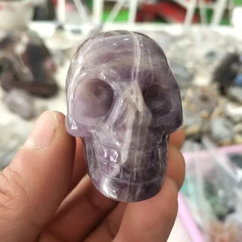 

2 inches Natural fantasy purple crystal quartz carving human skull
