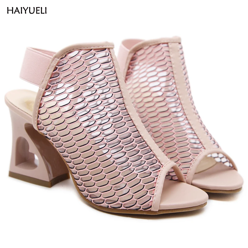 9cm Pink Shoes Summer Women High Heel Wedge Sandals Fashion Strange Style  Heel Ladies Wedge Heels Sandales Talon Femme