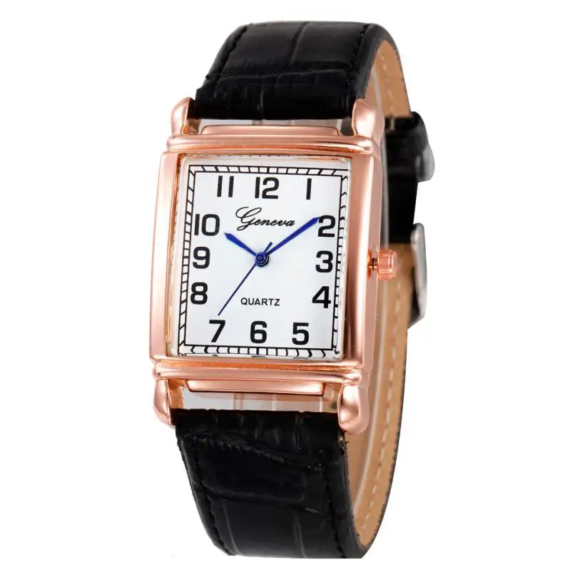 

Women Casual Checkers Faux Leather Quartz Analog Wrist Watch Clock Rose Gold Girls ladies Flowers Dress Reloj Mujer A40