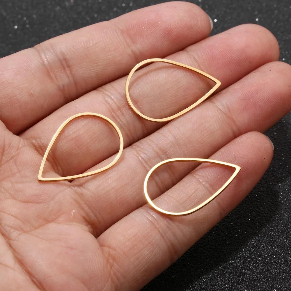 

Gold Waterdrop Hollow Links Connectors Geometry Eco-Friendly Stainless Steel Circle Heart Triangle Links Lead Nickel Findings