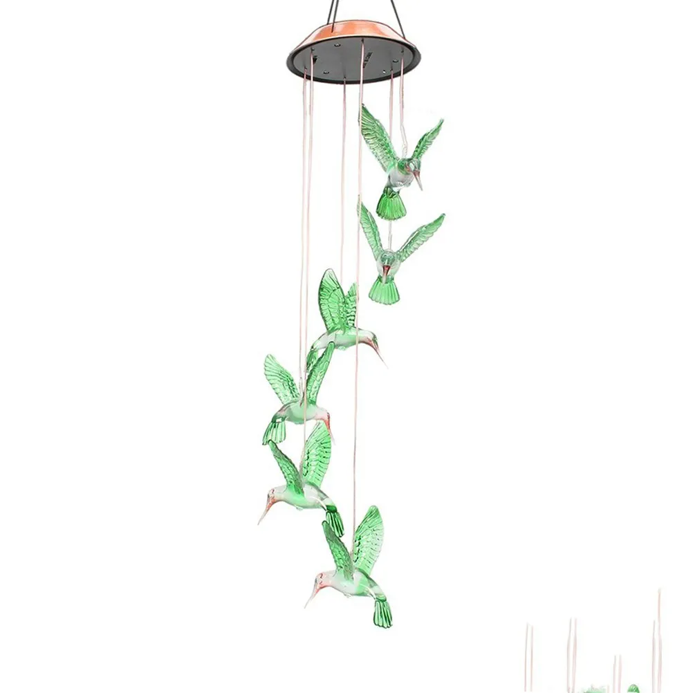 WINOMO Цвет-Изменение светодиодный Solar Wind Chime светодиодный Изменение свет Цвет Водонепроницаемый шесть Колибри колокольчиков для декора сада