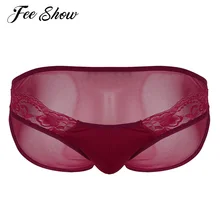 Feeshow сексуальные мужские плавки нижнее белье SISSY мягкие воздухопроницаемые трусики эластичные прозрачные сетчатые прозрачные трусы с низкой посадкой нижнее белье Трусики-бикини