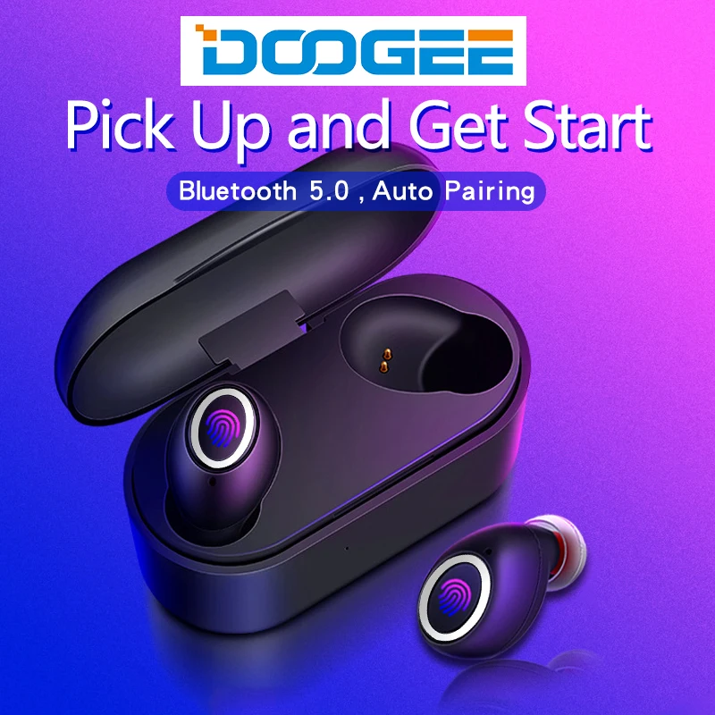 

Fingerprint Touch Bluetooth Earphones 5.0 TWS for Doogee MIx 2 S 40 80 70 55 Lite BL 5500 9000 12000 Wireless Earbuds dual Mic