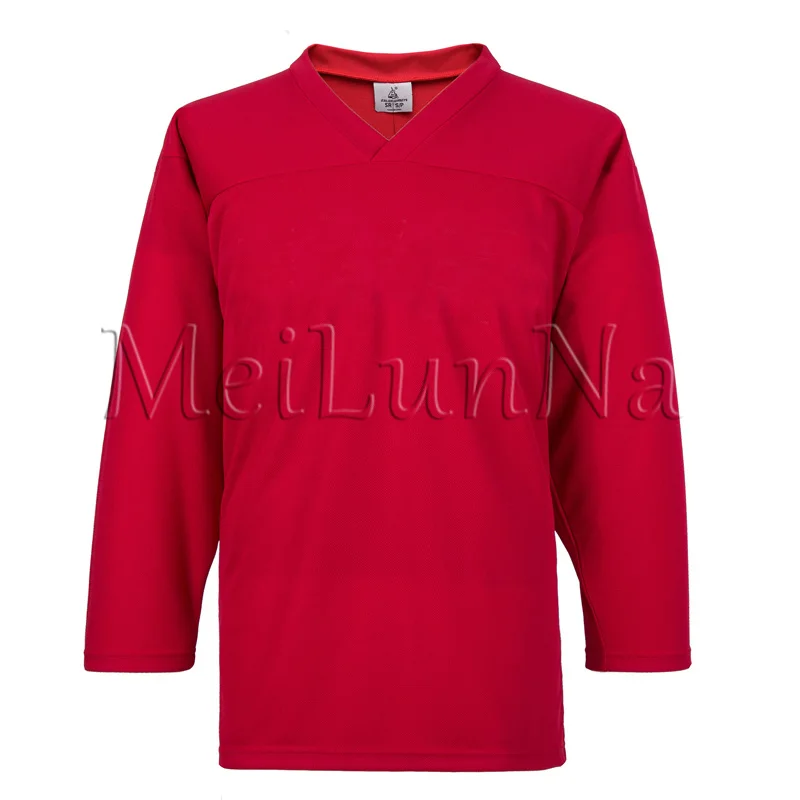 

MeiLunNa Solid Color Training Practice Ice Hockey Jerseys Red 0003 Size YS--3XL