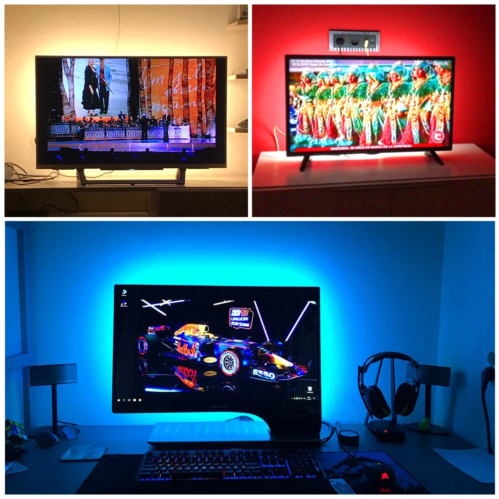 5050 RGB Светодиодные ленты лента DC5V питаемые через USB порт ТВ задняя светильник с