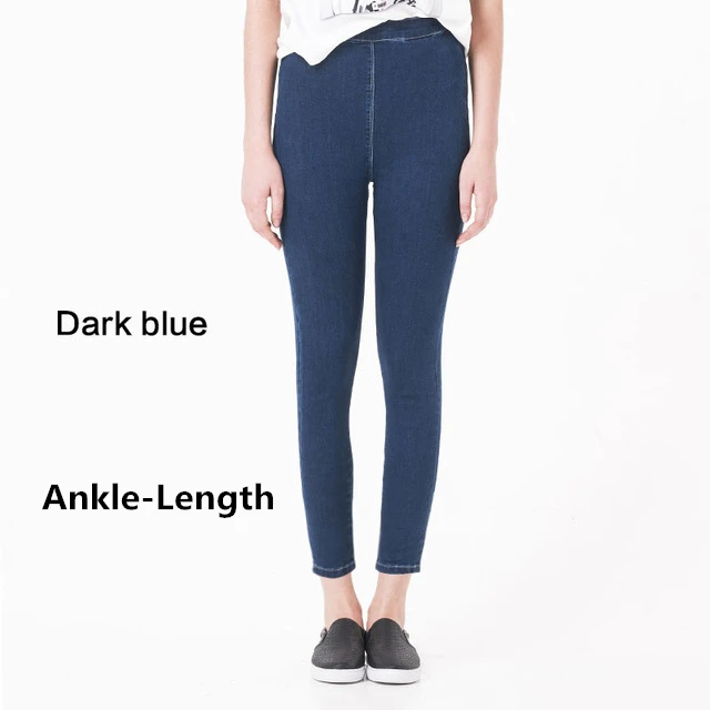 Женские джинсы, осень-лето, высокая талия размера плюс, тянущиеся, полная длина, обтягивающие, тонкие, джинсовые штаны для женщин, 4XL 5XL 6XL - Цвет: dark blue Ankle  1