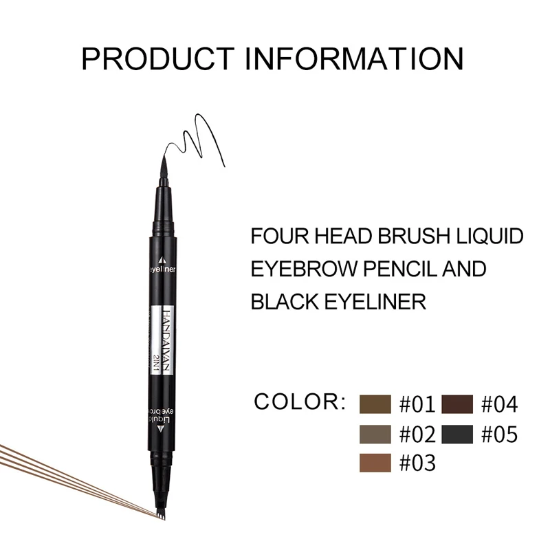 HANDAIYAN запатентованная Водонепроницаемая микроблейдинг для бровей Тату ручка+ подводка для глаз 2 в 1 вилка наконечники жидкая подводка для бровей прочный макияж для глаз