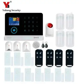 

Yobang Security GSM Wifi Auto Dial Home Alarm System RFID Tags Intelligent Alarma Kits Glass Break Sensor Strobe Siren Sensor