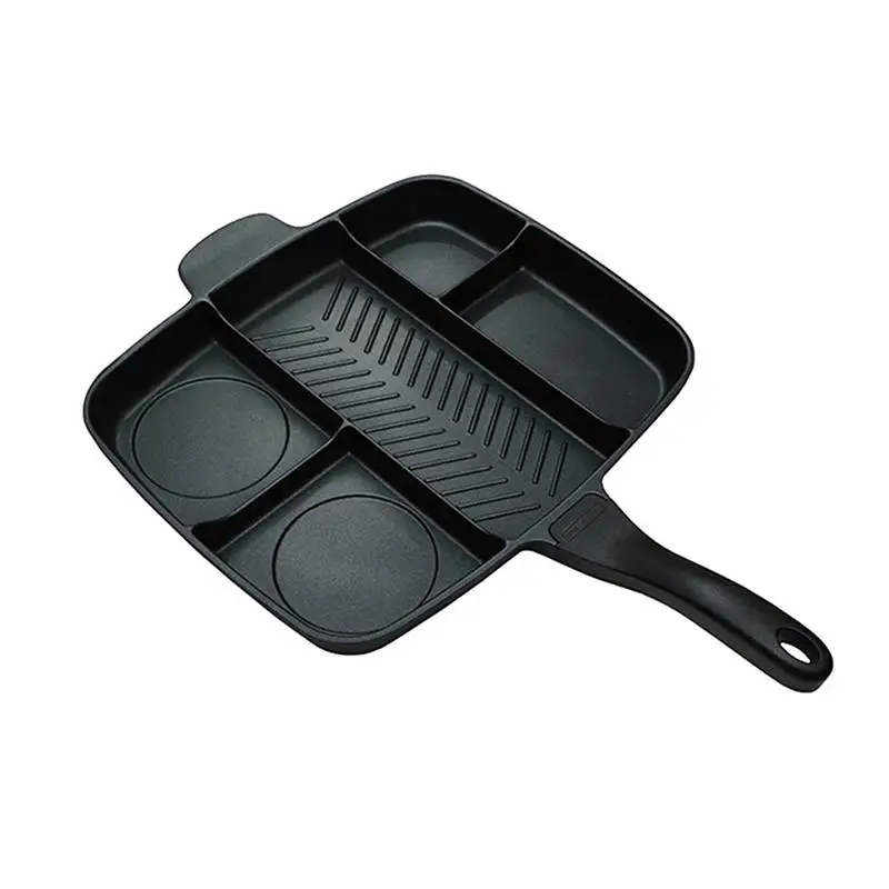 

Best Price 5 in 1 Divided Sectional Frying Pan Non Stick Meal Skillet Aluminum Grill Coating Cast