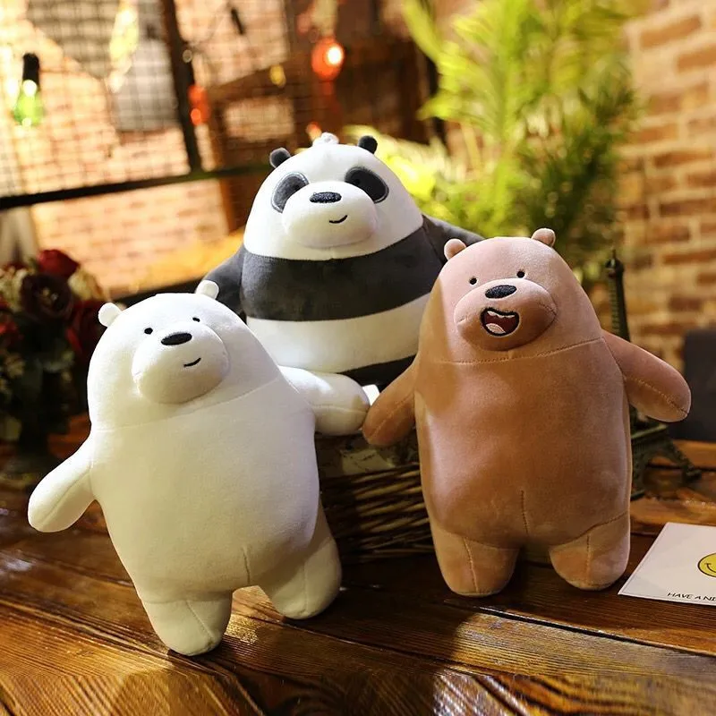

30cm 40cm 50cm new standing We Bare Bears squishy naked three bears Grizzly/panda/ice bear plush toy 3D Pillow Birthday gift1pcs