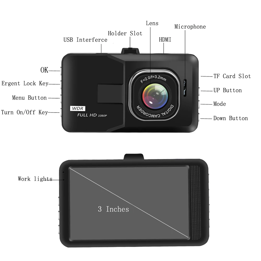 Original Podofo 3.0 inch Dash Camera FH06 Car DVR HD Video Recorder G-sensor Registrator Parking Dash Cam Vehicle Camera Car Cam