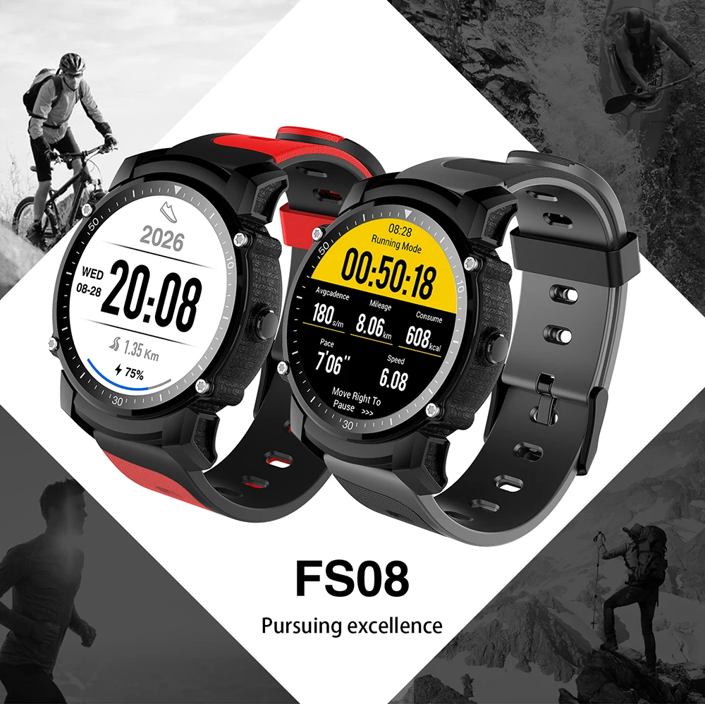 WQ FS08 gps Смарт-часы Android часы фитнес-трекер для измерения сердечного ритма Smartwatch IP68 водонепроницаемый gps трекер активности Smartwatch