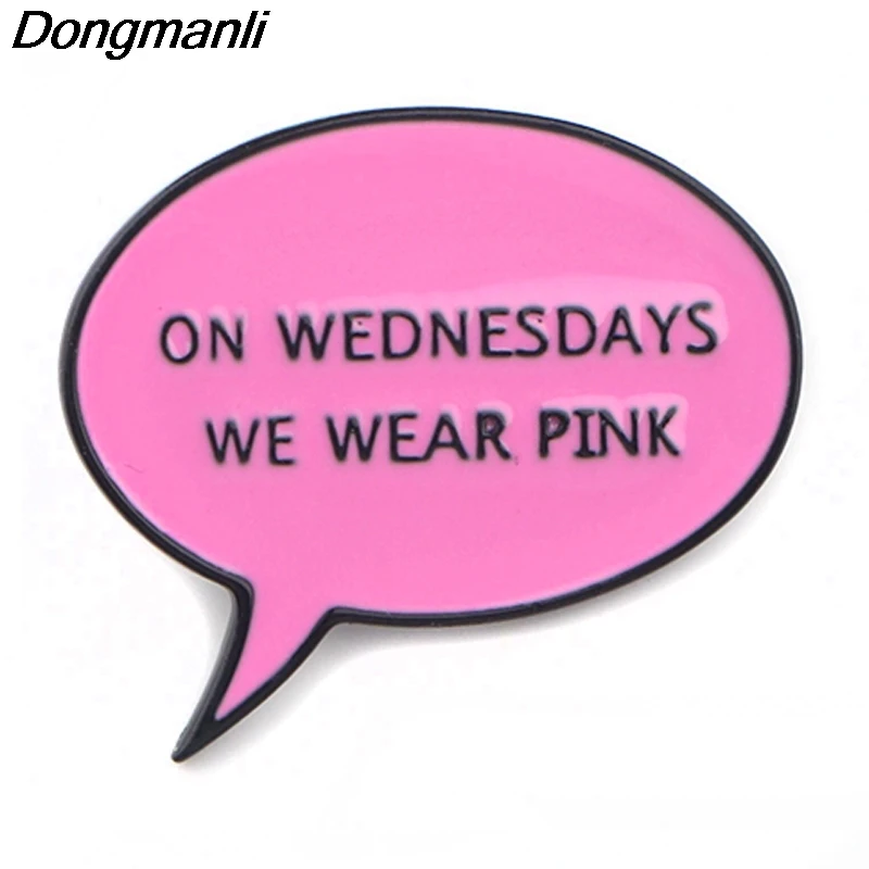 

P3915 Dongmanli Mean Girls On Wednesdays We Wear Pink Metal Enamel Brooches and Pins Collection Lapel Pin Badge Jewelry