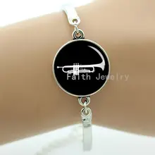 Винтажный Браслет-труба, музыкальный тромба, Корнетто, силуэт, музыкальный инструмент, ювелирное изделие, бас кларнет, фортепиано, туба, музыкальный подарок, T837