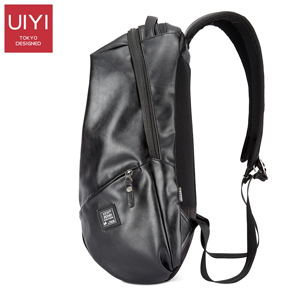  UIYI Backpack PU leather Fashion Men Laptop Backpack Black Travel Shoulder Back bag Rucksack School