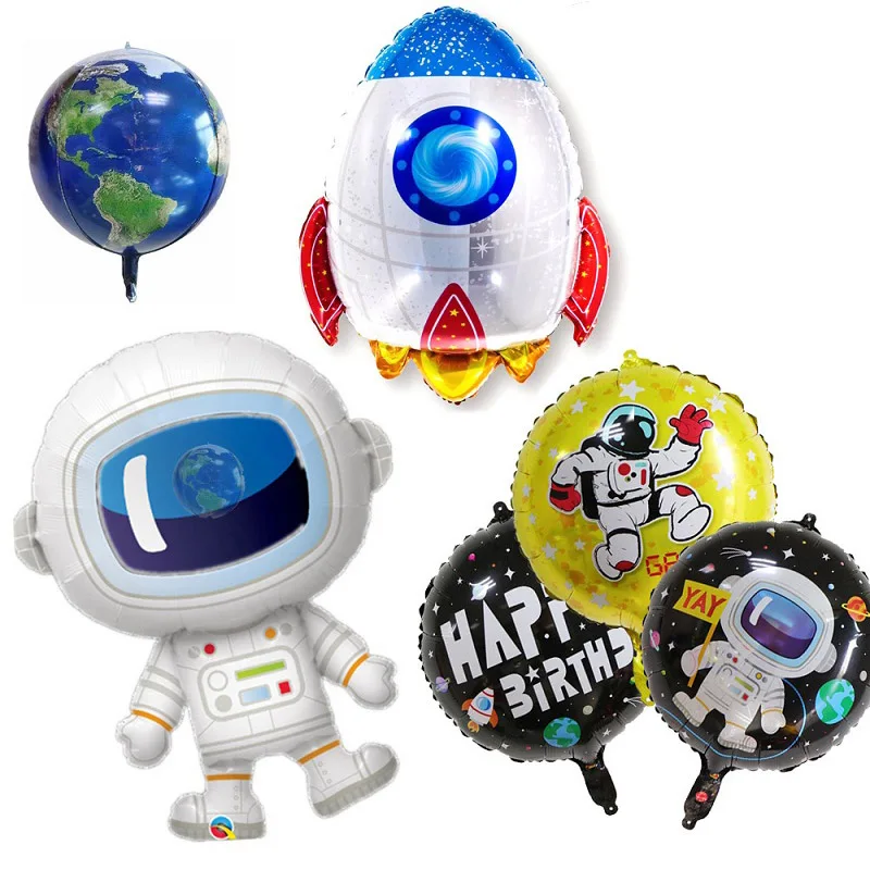 

NEW Baby Boy Favor Toy Party Deco HAPPY BIRTHDAY Outer Space Astronaut Foil Balloon Rocket Explore Earth Balloon Accessories