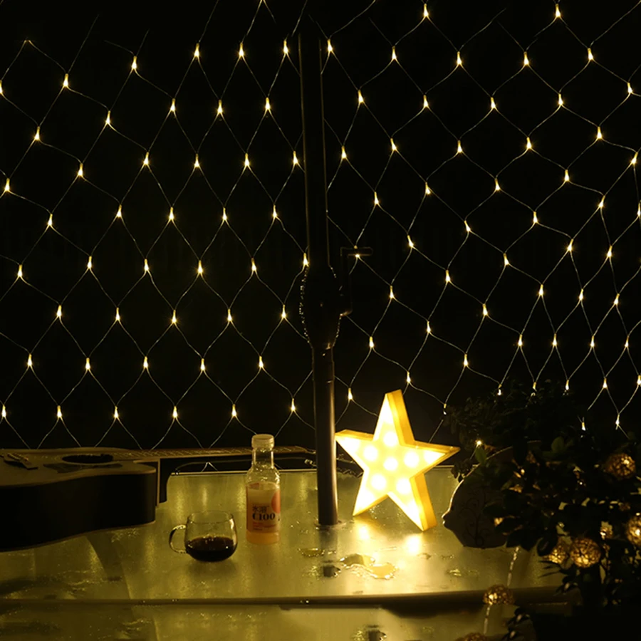 1,5*1,5 м 3*2 м 4x6 м 8*10 м светодиодный сетчатый светильник AC220V оконная занавеска Рождественская гирлянда Свадебная вечеринка праздничный светильник s