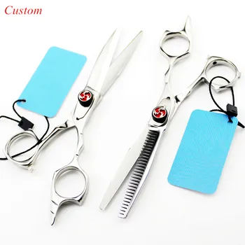 

Custom name japan 440c 5.5 inch silver hair cutting scissors barber makas thinning shears haircut scissor hairdressing scissors