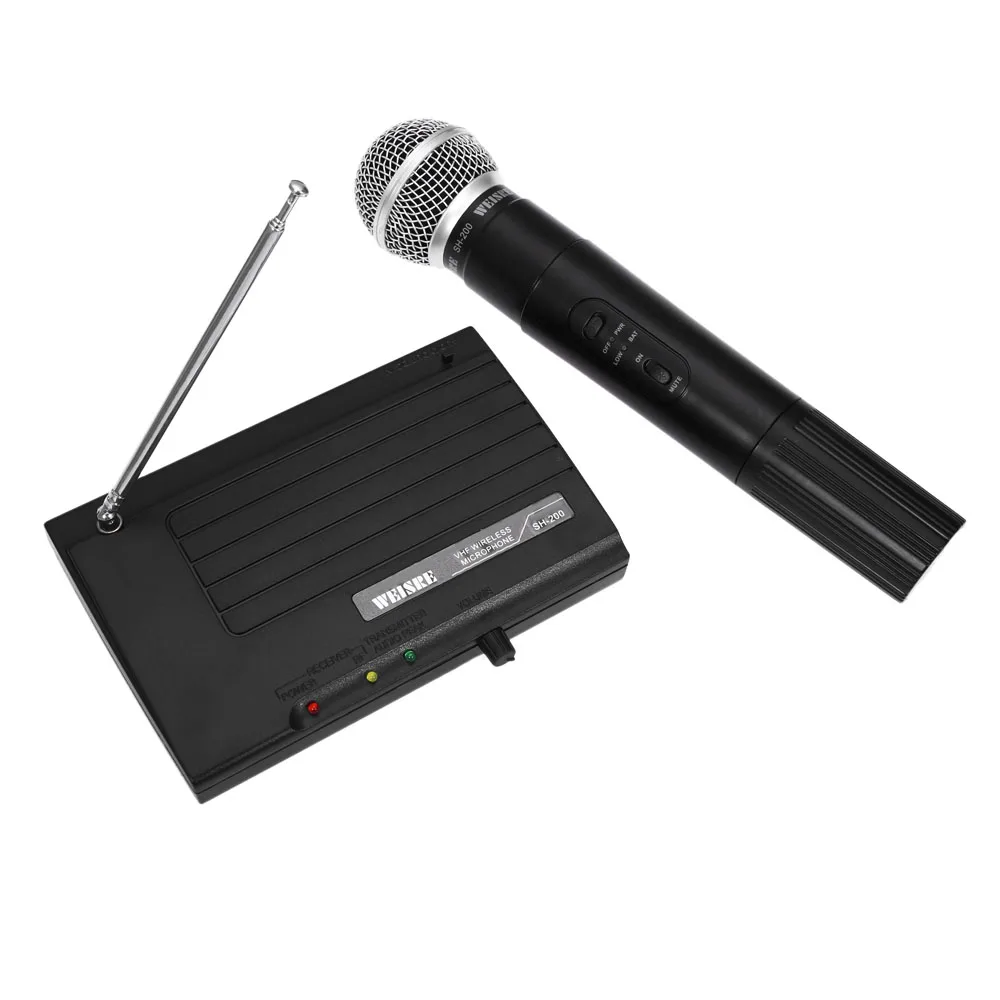 

New WEISRE SH-200 Professional Karaoke Wireless Handheld VHF Dual Channel Transmitter Microphone Set For Studio Karaoke Radio
