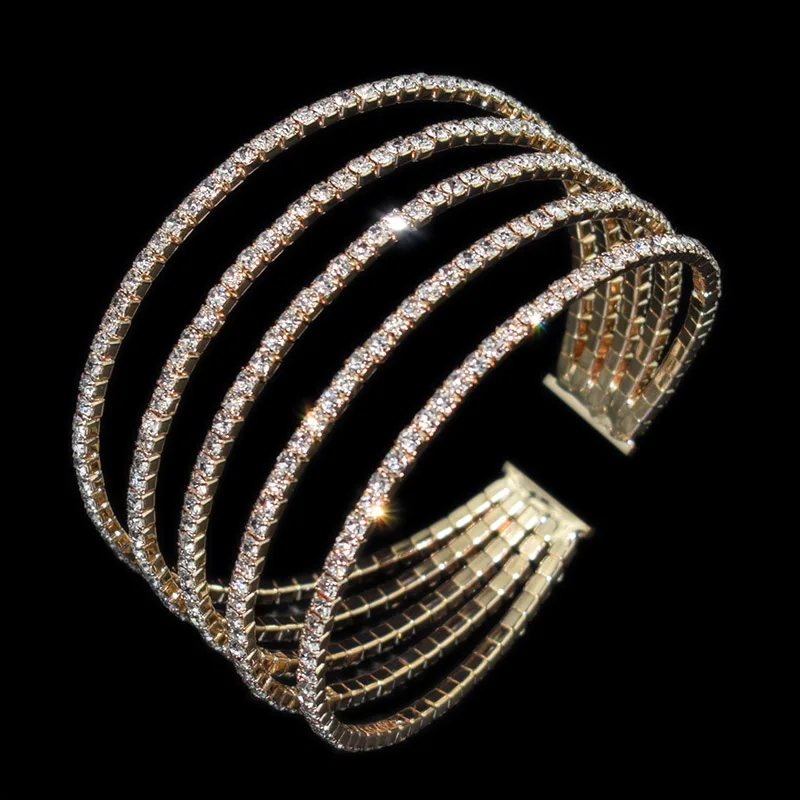 Fashion Crystal Pearl Opening Bracelets Bangles for Women Gold Silver Plated Stretching Bracelets Pulseras Mujer Jewelry Gift 5