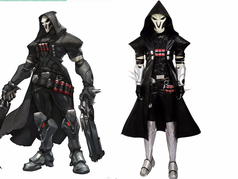 Popular game OW cosplay Black Gabriel Reyes Reaper cosplay costume Halloween costumes for adult men Reaper mask Reaper costume