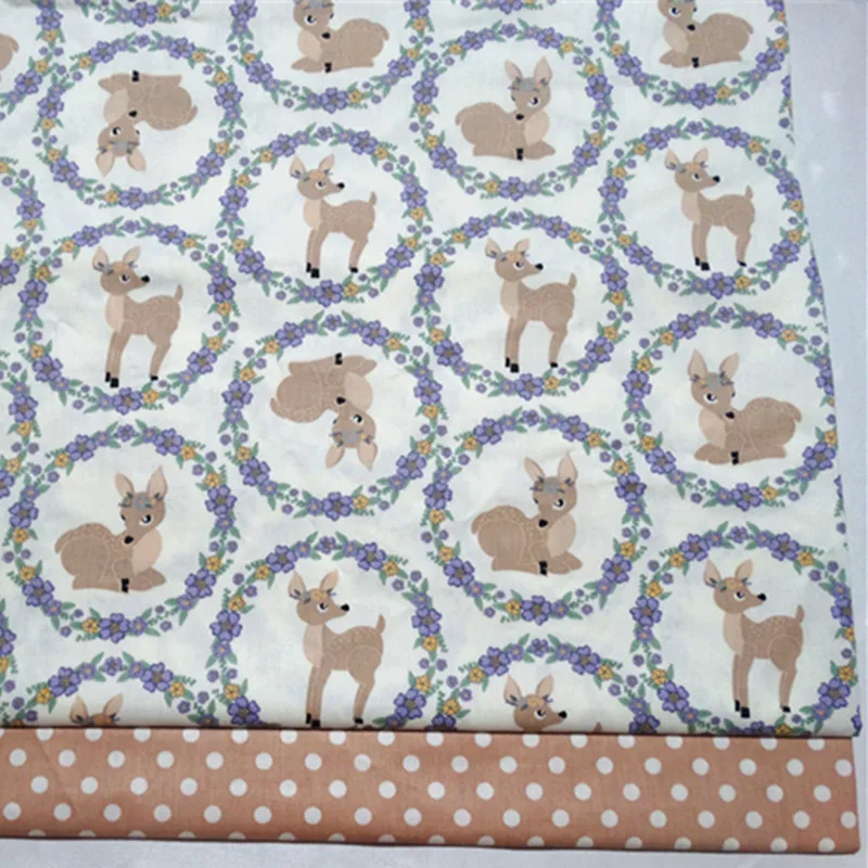 

half meter cartoon deer printed 100% cotton twill fabric for baby infant's bedding handmade DIY A875