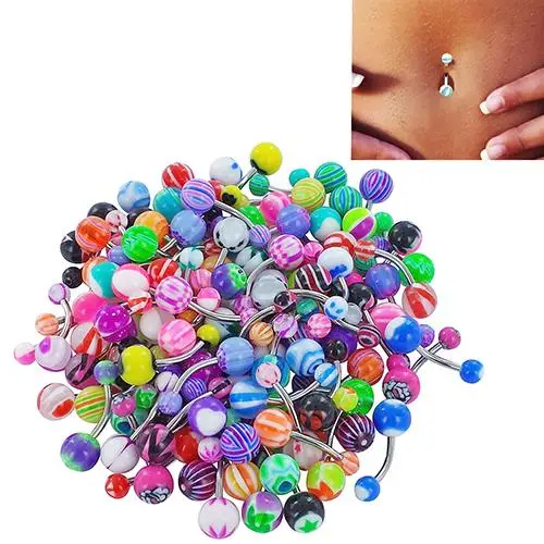 

30 Pcs/set Colorful Sexy Belly Bars Body Piercing Button Ring Navel Barbell Jewerly Lip Piercing Unisex Fashion Jewelry
