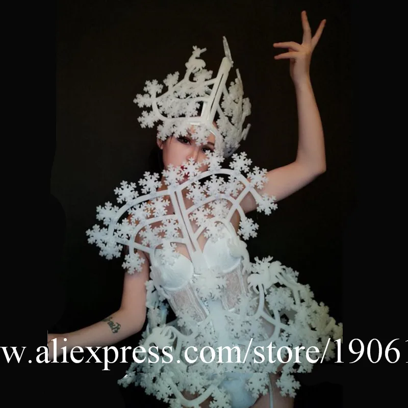 Mysterious snowflake theme ds singer show gogo hundred dj bar nightclub costumes08