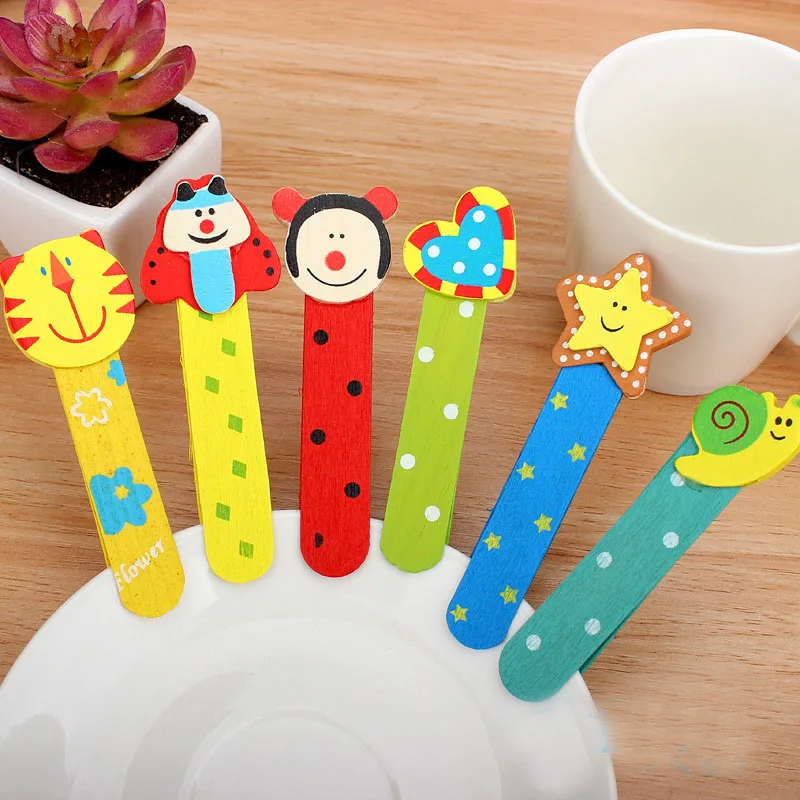 

50 pcs/lot Personal Vintage Wood Bookmarks Korean Cartoon animal ruler Paper Clips Book Marker gift office school Supplies