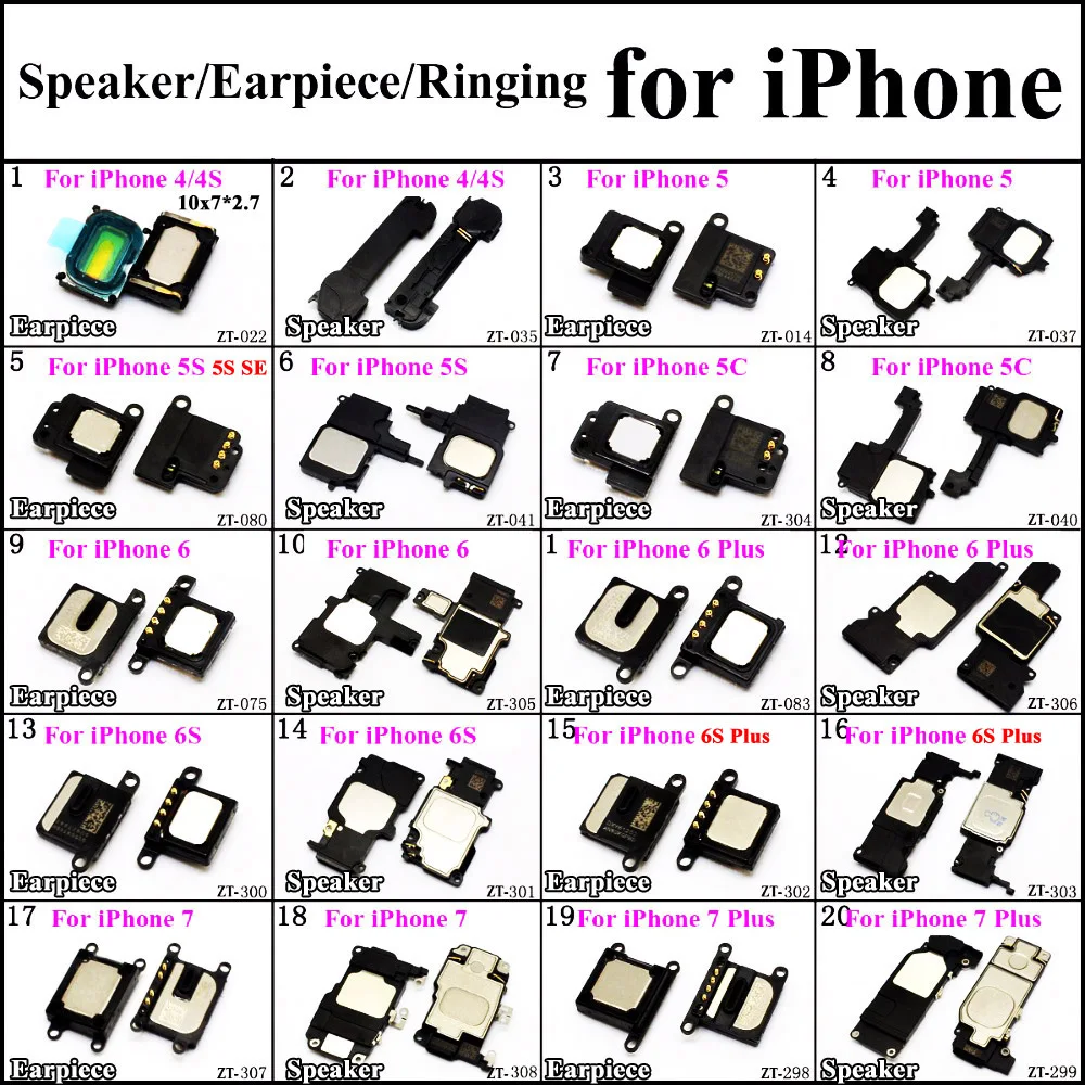 

1pc 100% NEW Earpiece Speaker for iPhone 4 4s 5 5s 5c SE 6 6S Plus Ear Speaker Earpiece Ear-Speaker cell phone parts replacement